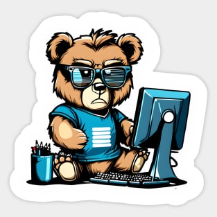 Cute Bear Freelancer Kawaii Sticker